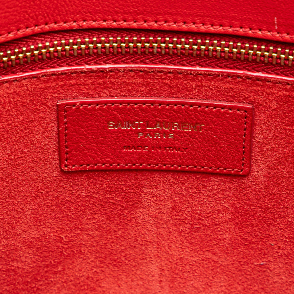 Second hand Saint Laurent Sac De Jour Small Leather Tote Handbag Red - Tabita Bags