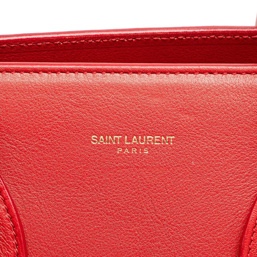 Second hand Saint Laurent Sac De Jour Small Leather Tote Handbag Red - Tabita Bags
