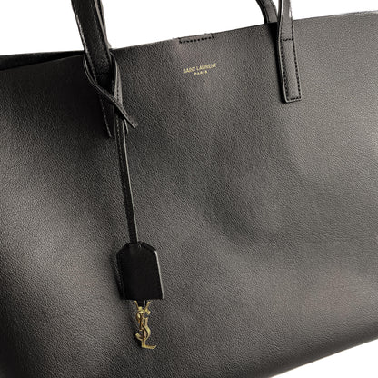 Second hand Saint Laurent Shopper East West Calfksin Leather Shoulder Bag Black - Tabita Bags