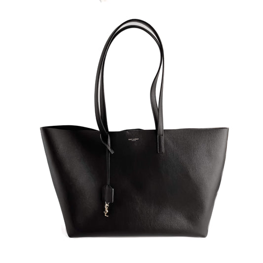 Second hand Saint Laurent Shopper East West Calfksin Leather Shoulder Bag Black - Tabita Bags
