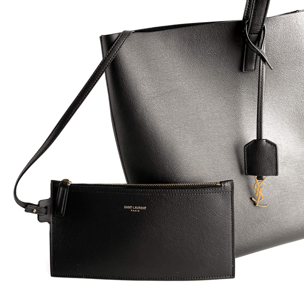 Second hand Saint Laurent Shopper East West Calfksin Leather Shoulder Bag Black - Tabita Bags