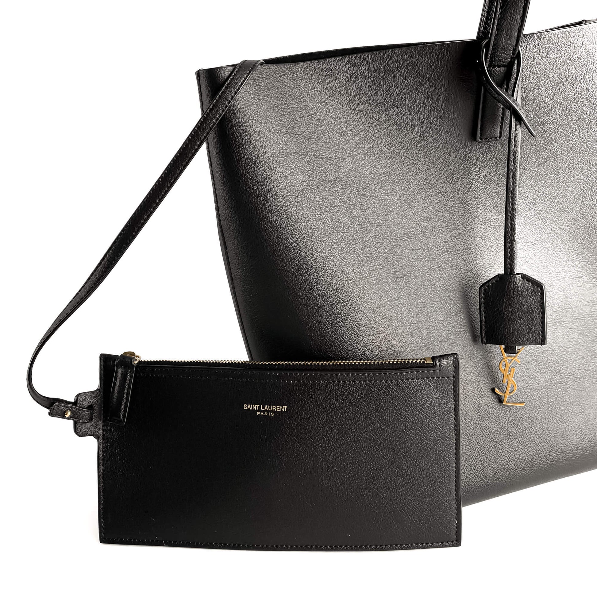 Second hand Saint Laurent Shopper East West Calfksin Leather Shoulder Bag Black - Tabita Bags