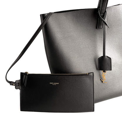 Second hand Saint Laurent Shopper East West Calfksin Leather Shoulder Bag Black - Tabita Bags