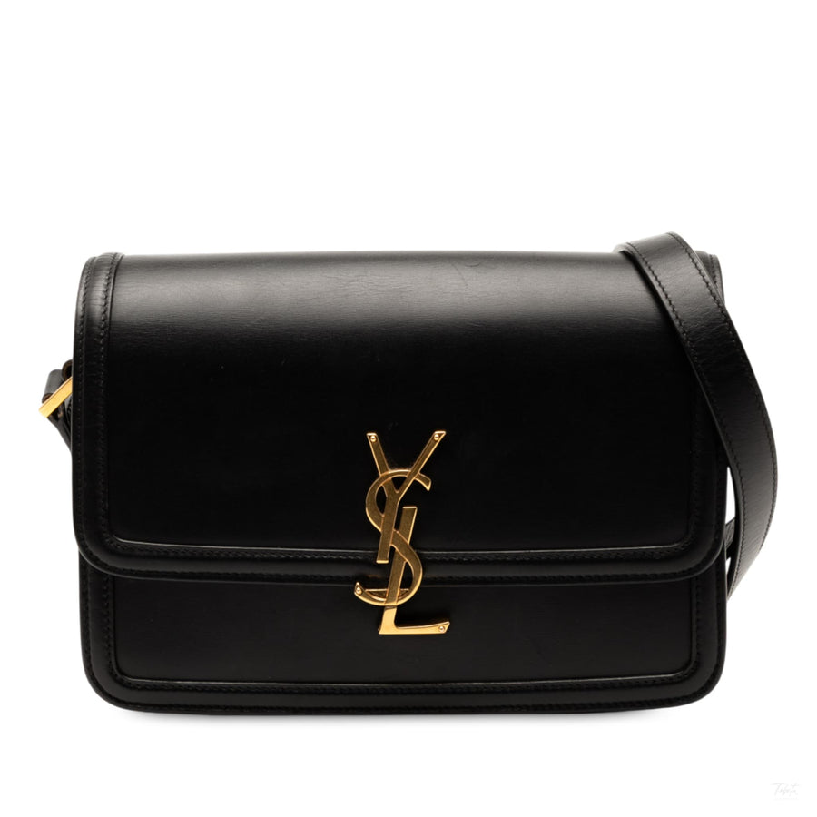 Second hand Saint Laurent Solferino Medium Leather Flap Crossbody Black - Tabita Bags
