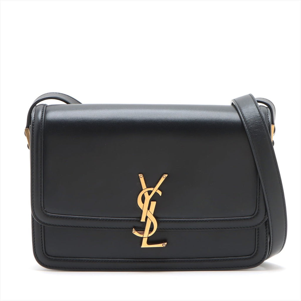 Second hand Saint Laurent Solferino Medium Leather Flap Crossbody Black - Tabita Bags