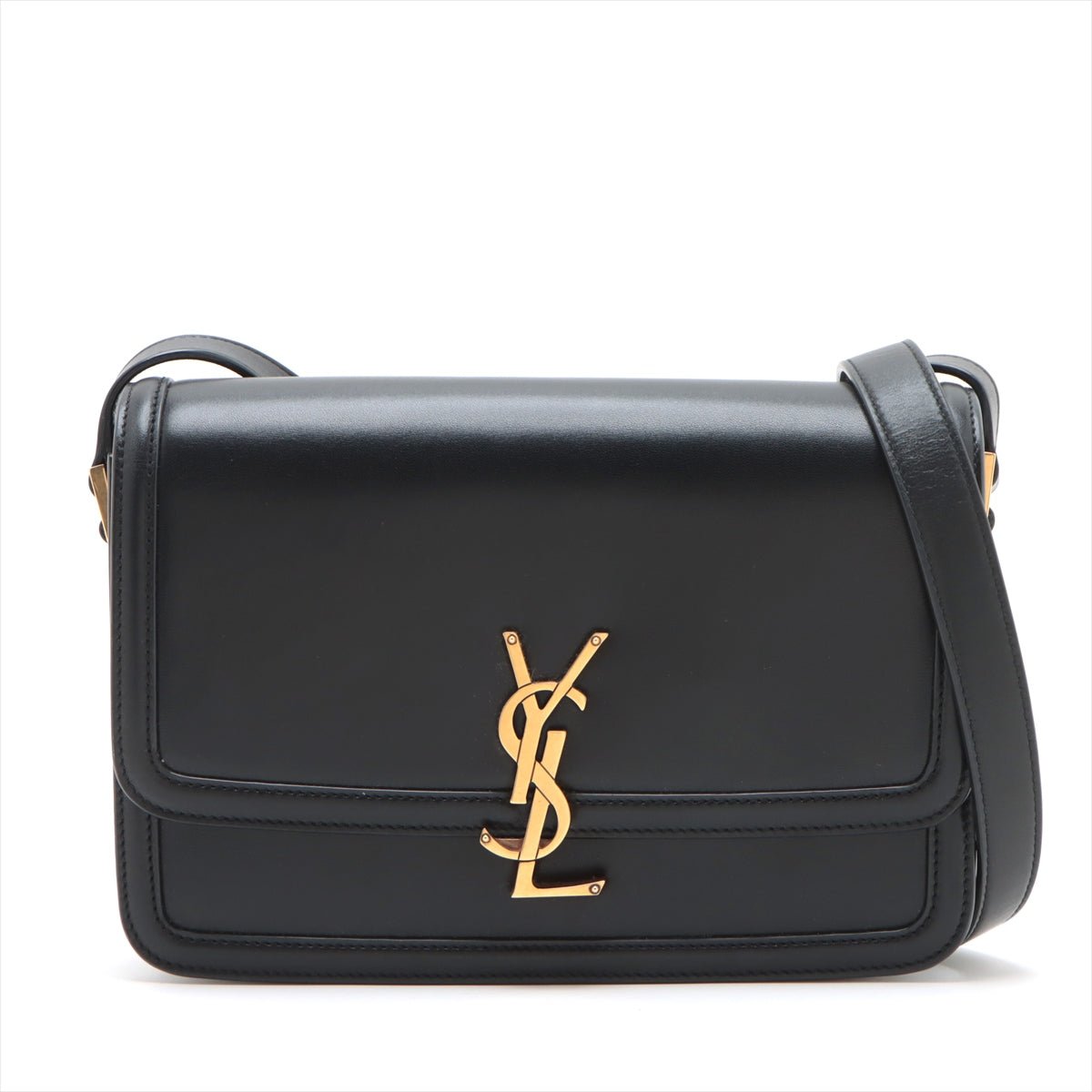 Second hand Saint Laurent Solferino Medium Leather Flap Crossbody Black - Tabita Bags