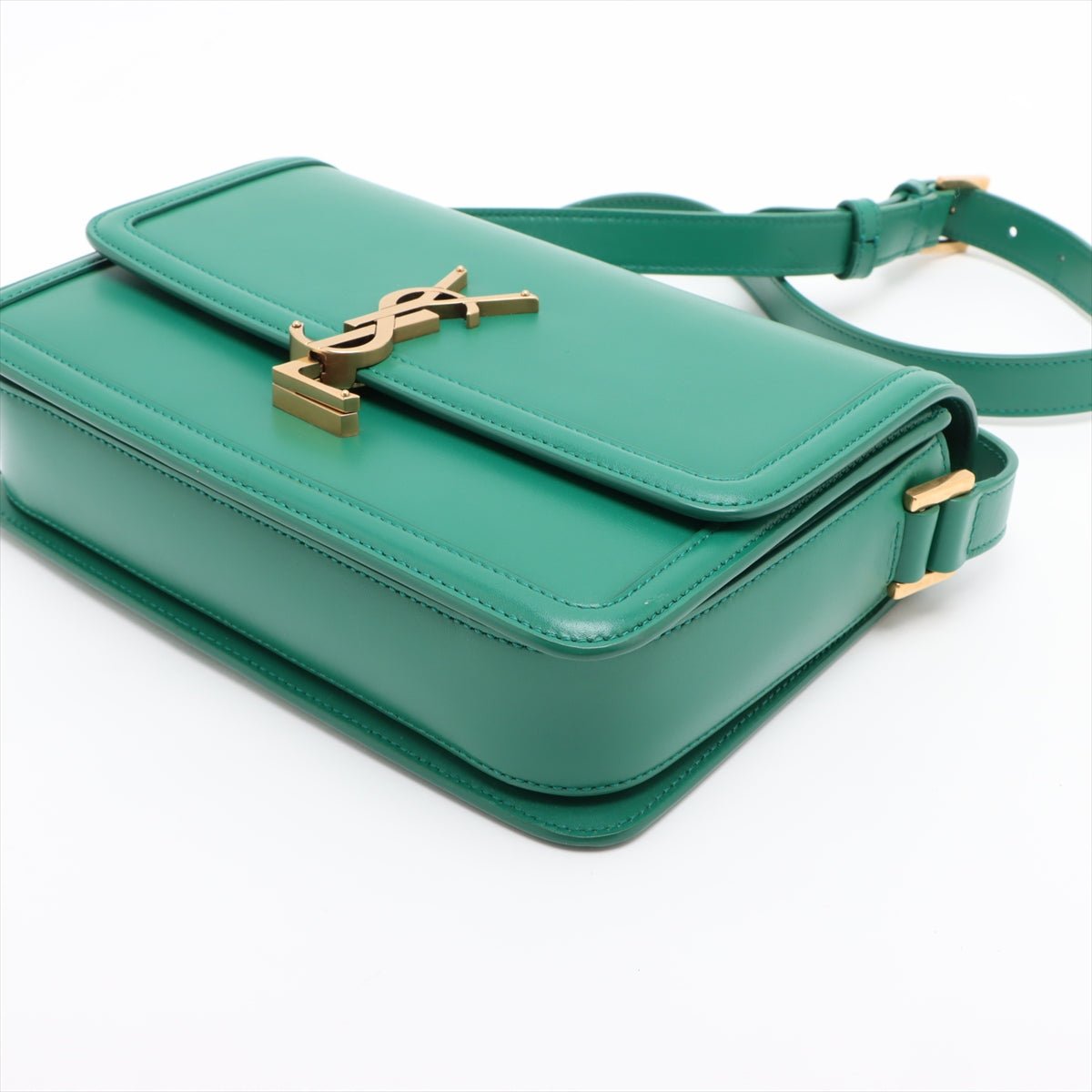Second hand Saint Laurent Solferino Medium Leather Flap Crossbody Green - Tabita Bags