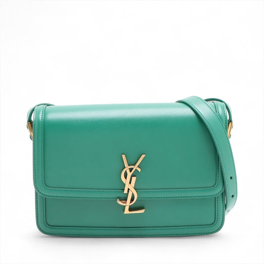 Second hand Saint Laurent Solferino Medium Leather Flap Crossbody Green - Tabita Bags