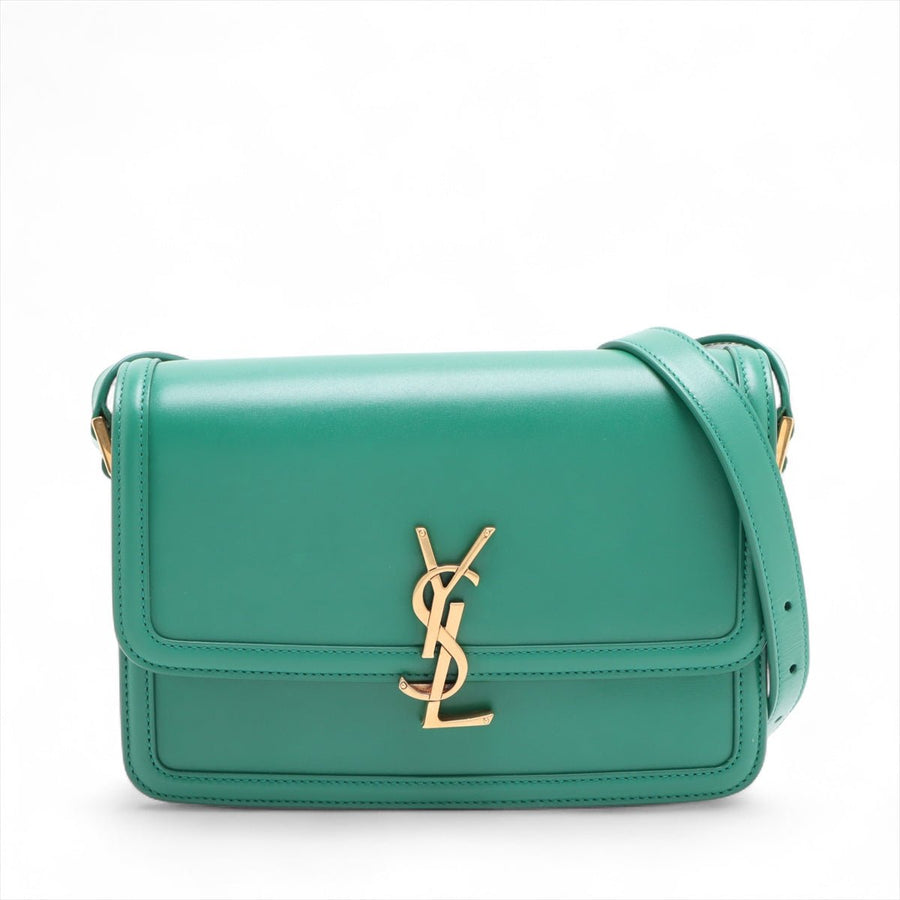 Second hand Saint Laurent Solferino Medium Leather Flap Crossbody Green - Tabita Bags