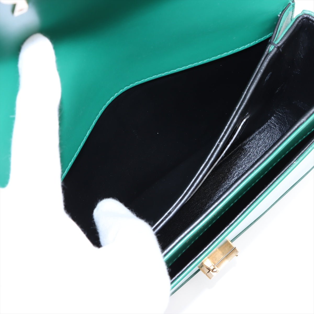 Second hand Saint Laurent Solferino Medium Leather Flap Crossbody Green - Tabita Bags