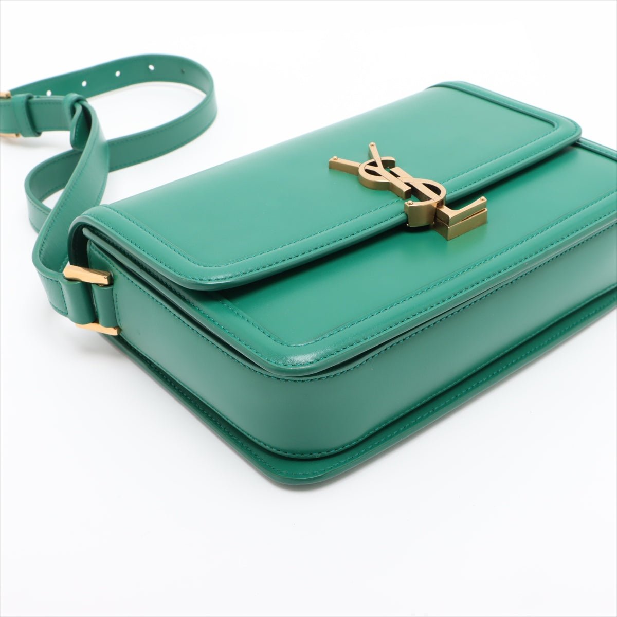 Second hand Saint Laurent Solferino Medium Leather Flap Crossbody Green - Tabita Bags