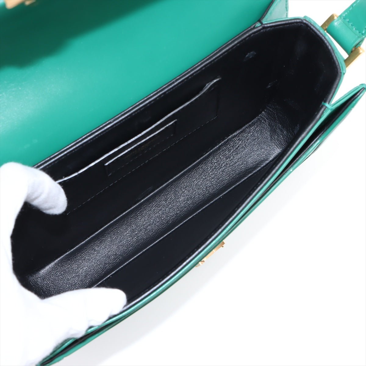 Second hand Saint Laurent Solferino Medium Leather Flap Crossbody Green - Tabita Bags