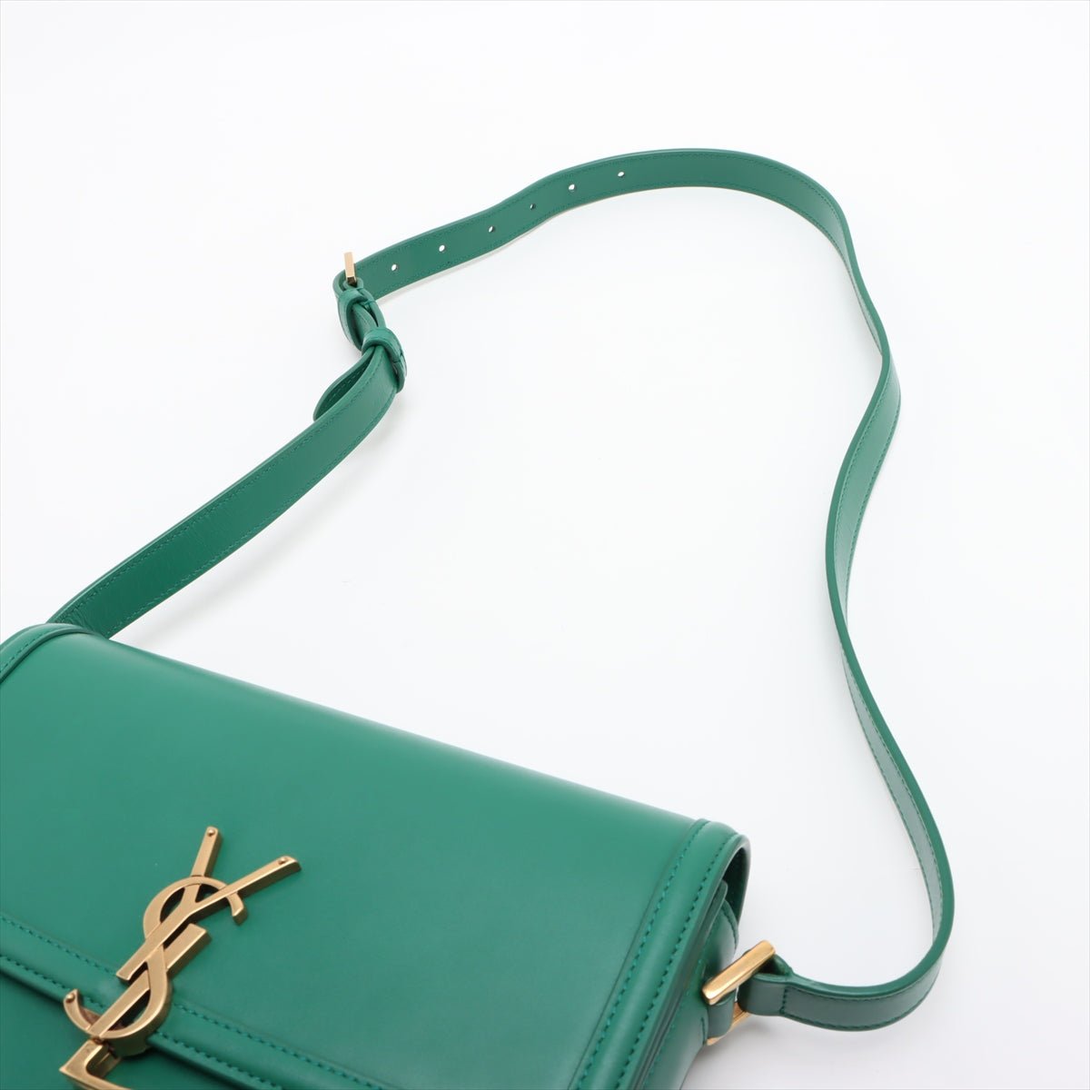 Second hand Saint Laurent Solferino Medium Leather Flap Crossbody Green - Tabita Bags