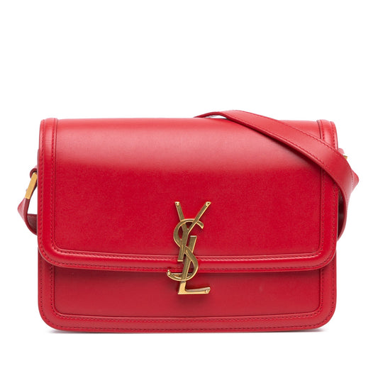 Second hand Saint Laurent Solferino Medium Leather Flap Crossbody Red - Tabita Bags