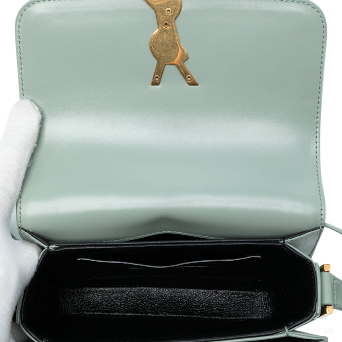 Second hand Saint Laurent Solferino Small Leather Flap Crossbody Blue - Tabita Bags