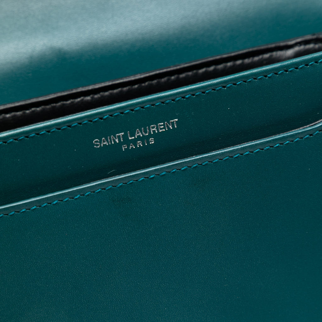 Second hand Saint Laurent Solferino Small Leather Flap Crossbody Blue - Tabita Bags
