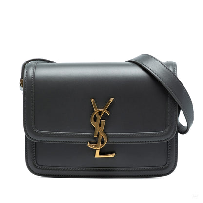 Second hand Saint Laurent Solferino Small Leather Flap Crossbody Grey - Tabita Bags