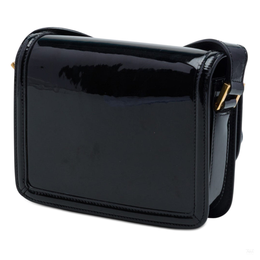 Second hand Saint Laurent Solferino Small Patent Leather Flap Crossbody Black - Tabita Bags