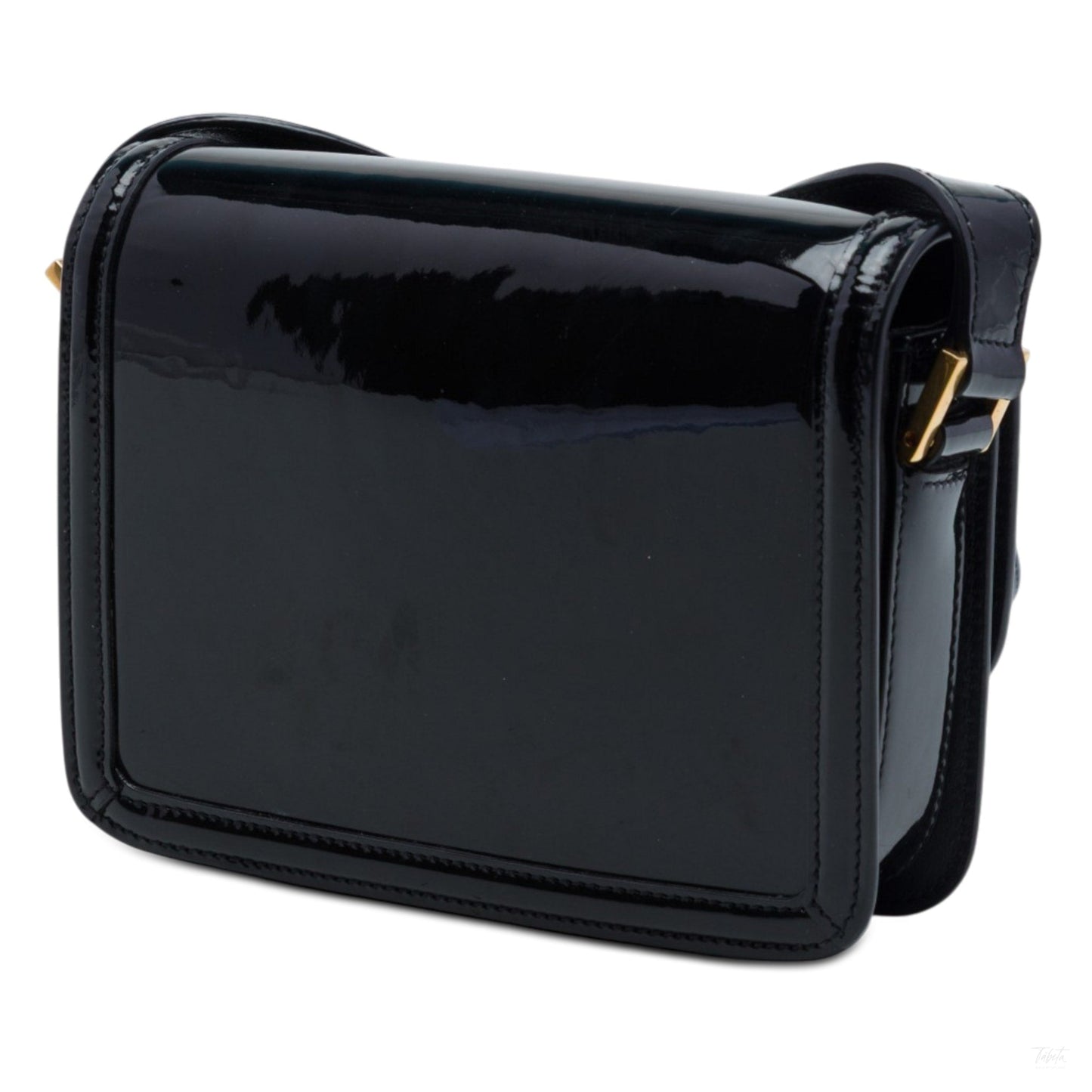 Second hand Saint Laurent Solferino Small Patent Leather Flap Crossbody Black - Tabita Bags