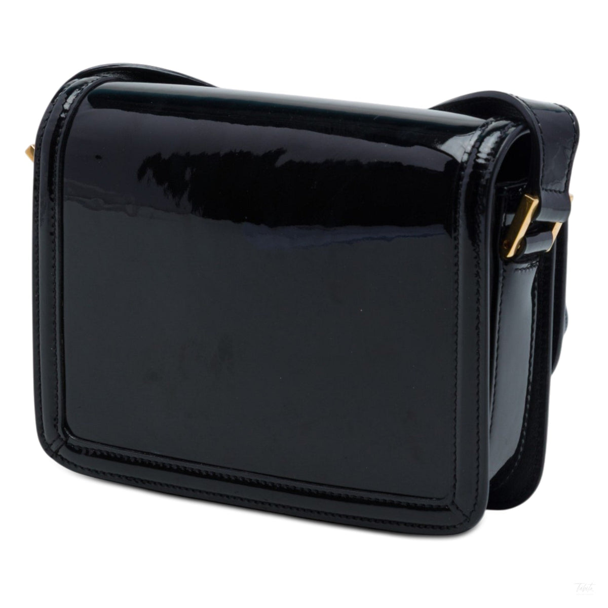 Second hand Saint Laurent Solferino Small Patent Leather Flap Crossbody Black - Tabita Bags
