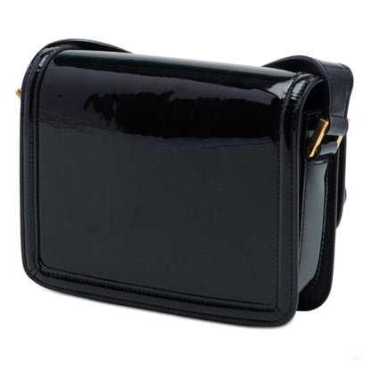 Second hand Saint Laurent Solferino Small Patent Leather Flap Crossbody Black - Tabita Bags