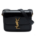 Second hand Saint Laurent Solferino Small Patent Leather Flap Crossbody Black - Tabita Bags