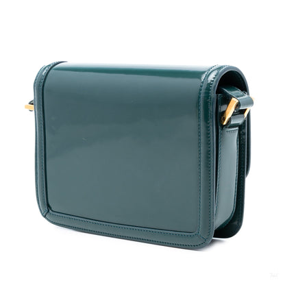 Second hand Saint Laurent Solferino Small Patent Leather Flap Crossbody Green - Tabita Bags