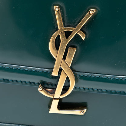 Second hand Saint Laurent Solferino Small Patent Leather Flap Crossbody Green - Tabita Bags