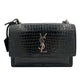 Second hand Saint Laurent Sunset Crocodile-Embossed Leather Flap Bag Black - Tabita Bags