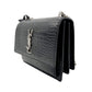 Second hand Saint Laurent Sunset Crocodile-Embossed Leather Flap Bag Black - Tabita Bags