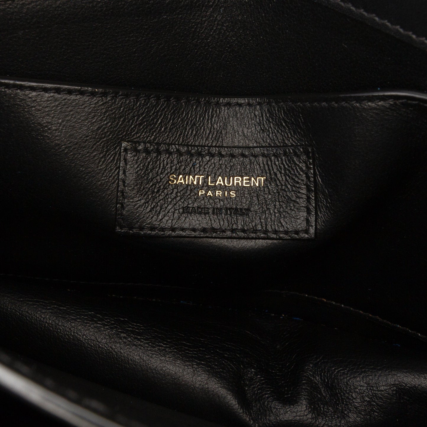 Second hand Saint Laurent Sunset Grained Calfskin Leather Flap Crossbody Black - Tabita Bags