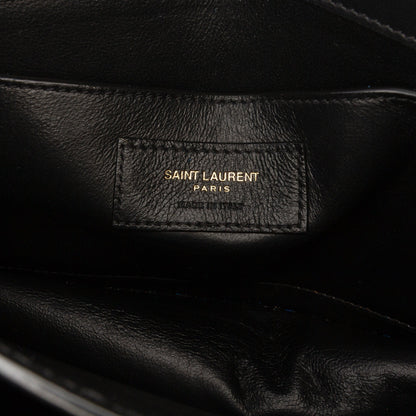 Second hand Saint Laurent Sunset Grained Calfskin Leather Flap Crossbody Black - Tabita Bags