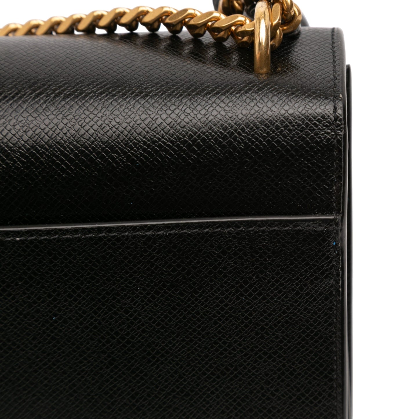 Second hand Saint Laurent Sunset Grained Calfskin Leather Flap Crossbody Black - Tabita Bags
