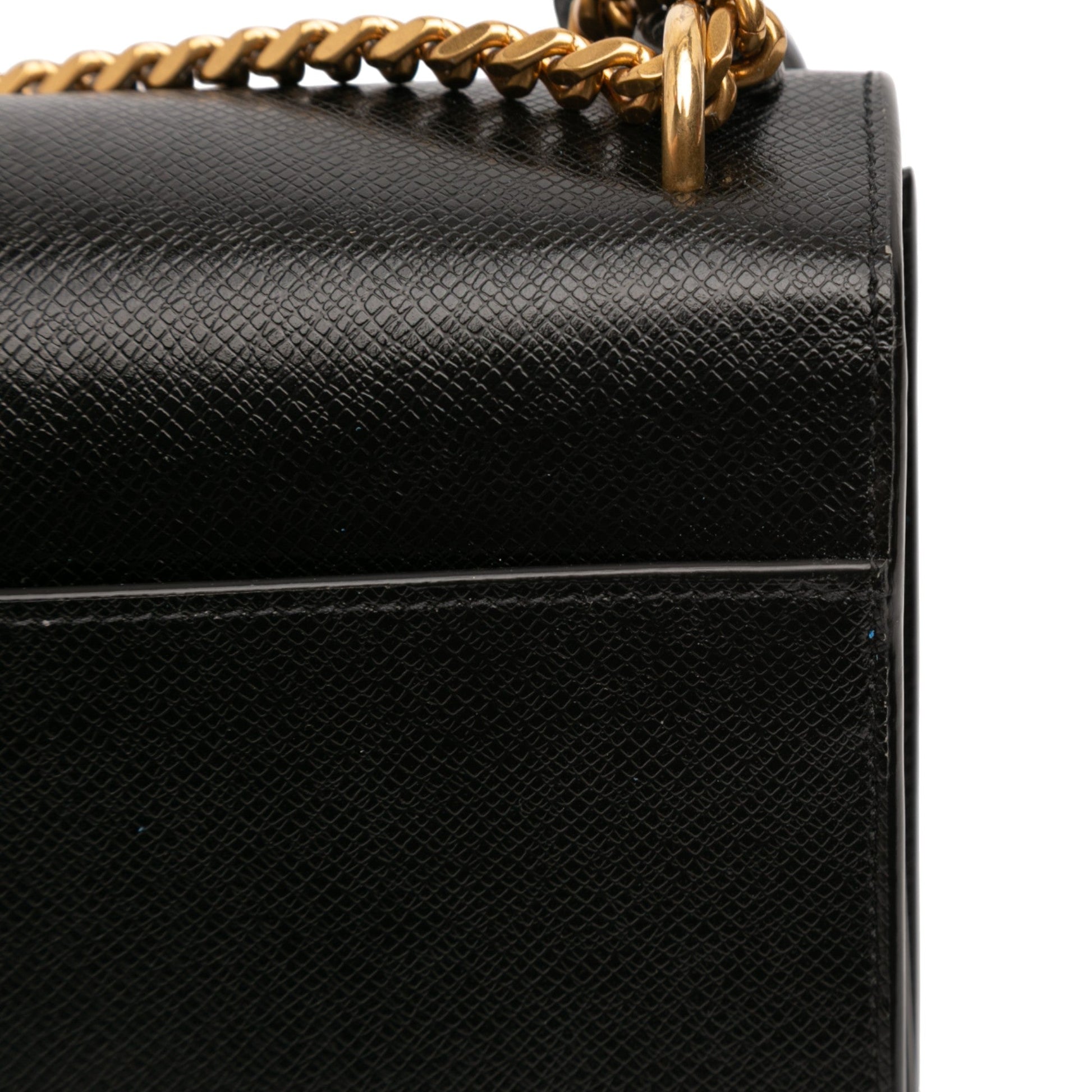 Second hand Saint Laurent Sunset Grained Calfskin Leather Flap Crossbody Black - Tabita Bags