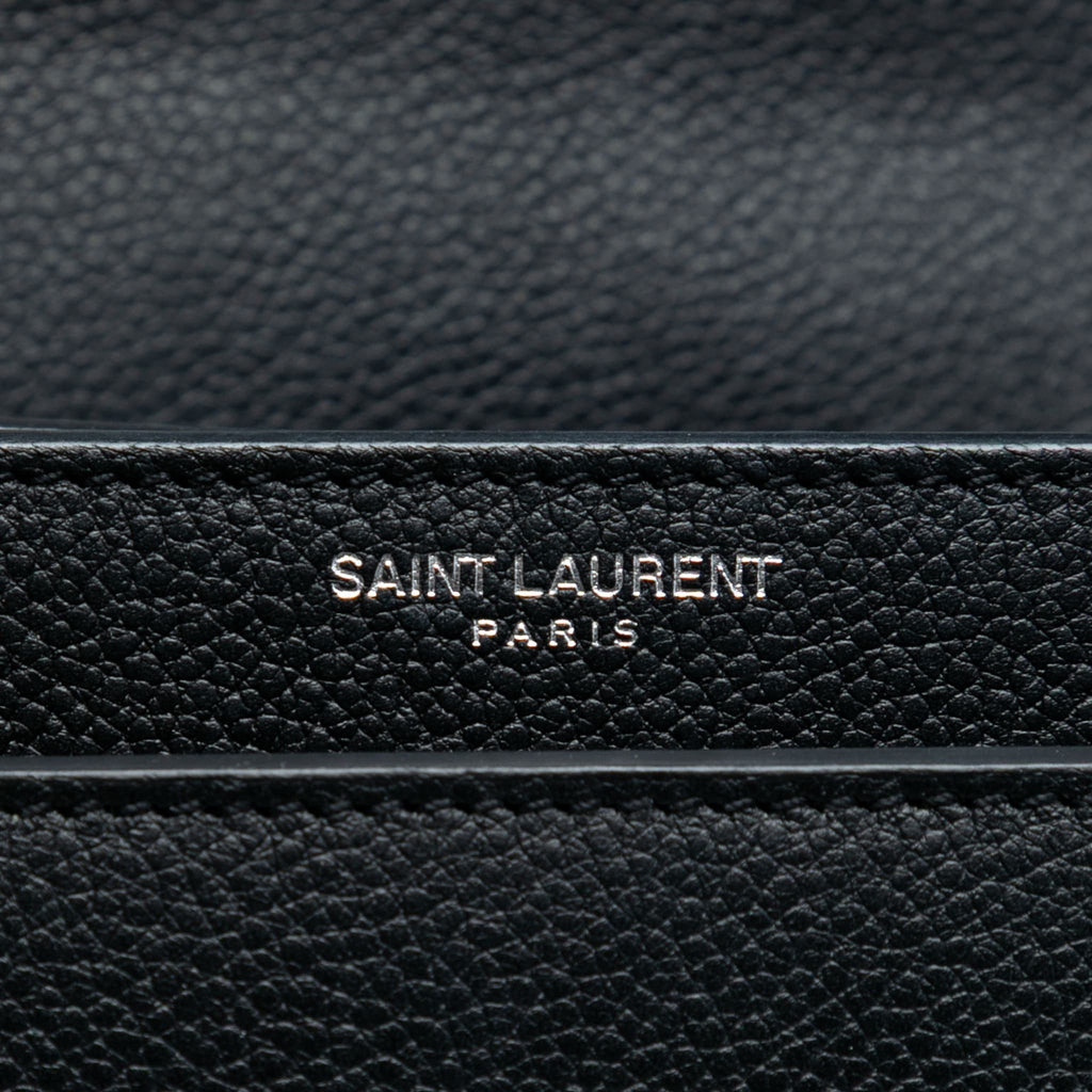 Second hand Saint Laurent Sunset Grained Calfskin Leather Flap Crossbody Black - Tabita Bags