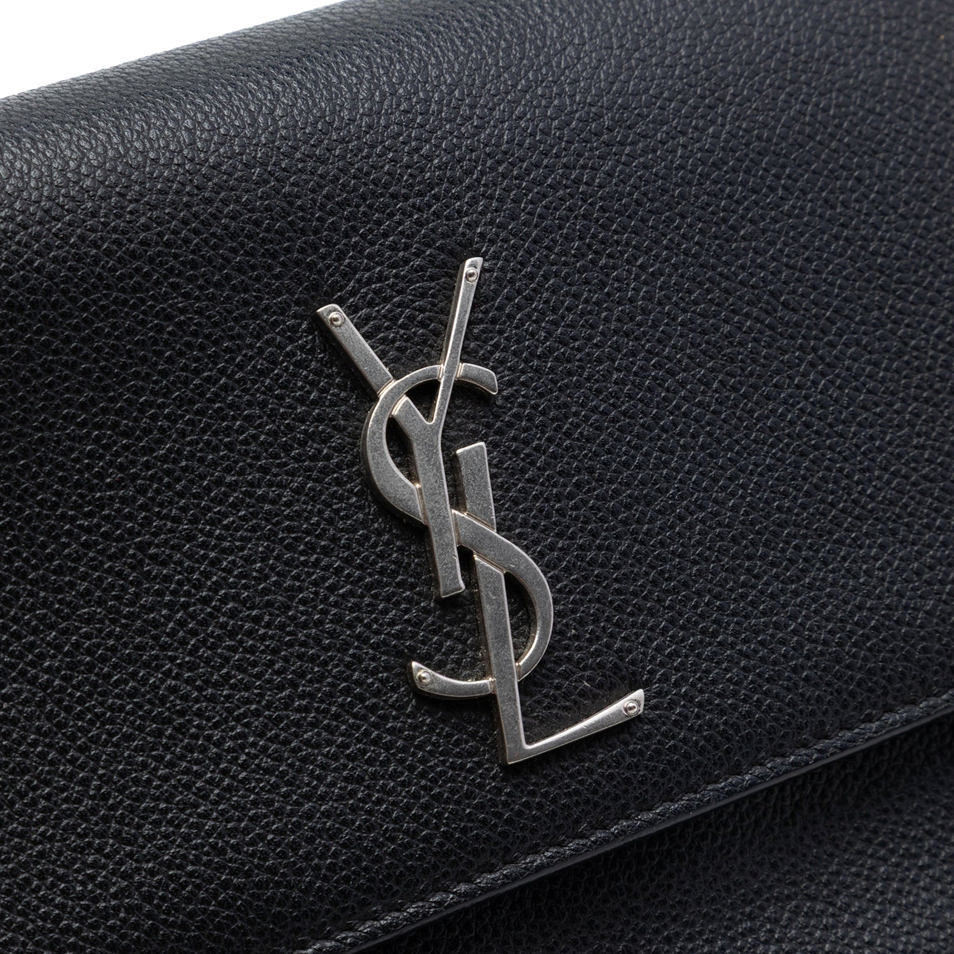 Second hand Saint Laurent Sunset Grained Calfskin Leather Flap Crossbody Black - Tabita Bags