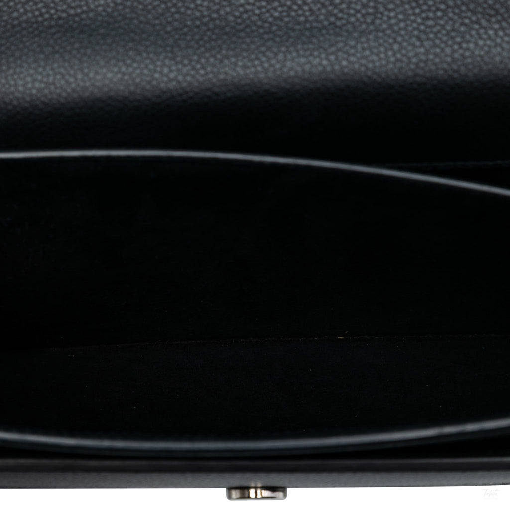 Second hand Saint Laurent Sunset Grained Calfskin Leather Flap Crossbody Black - Tabita Bags