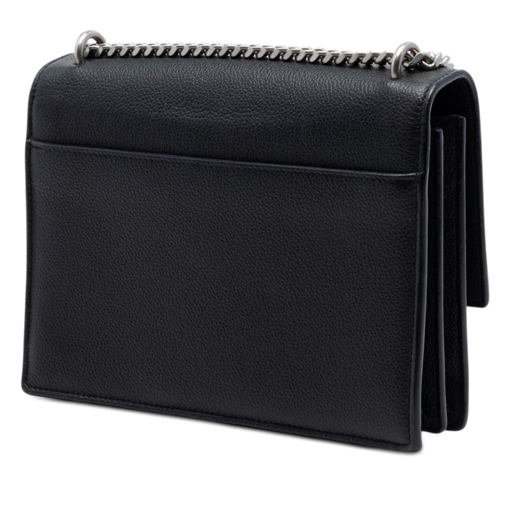 Second hand Saint Laurent Sunset Grained Calfskin Leather Flap Crossbody Black - Tabita Bags