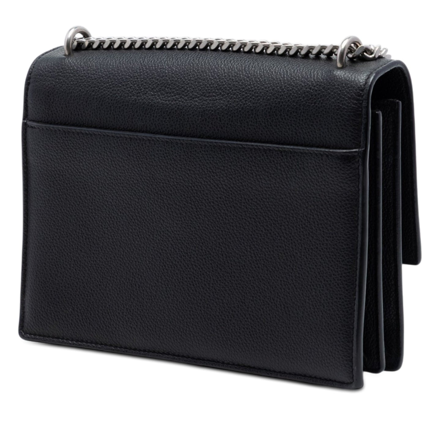 Second hand Saint Laurent Sunset Grained Calfskin Leather Flap Crossbody Black - Tabita Bags