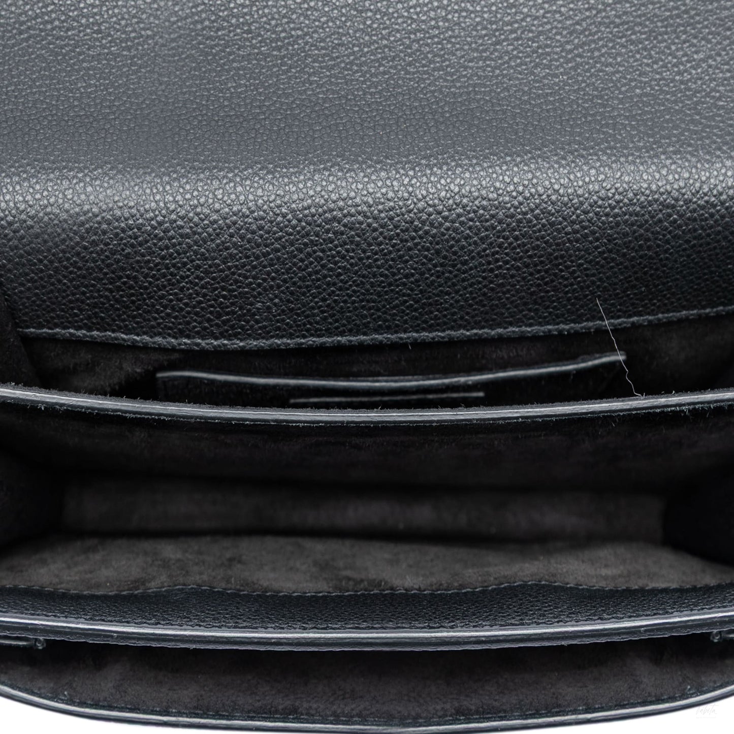 Second hand Saint Laurent Sunset Grained Calfskin Leather Flap Crossbody Black - Tabita Bags