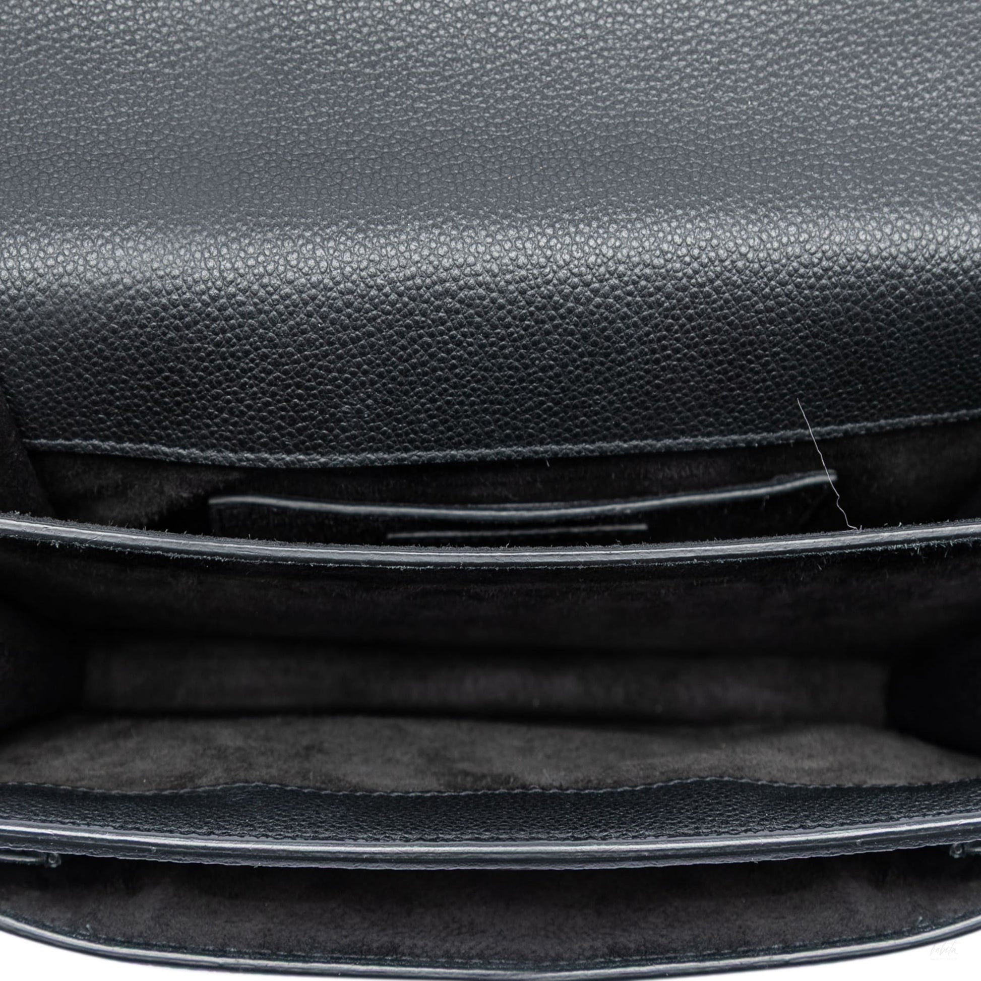 Second hand Saint Laurent Sunset Grained Calfskin Leather Flap Crossbody Black - Tabita Bags