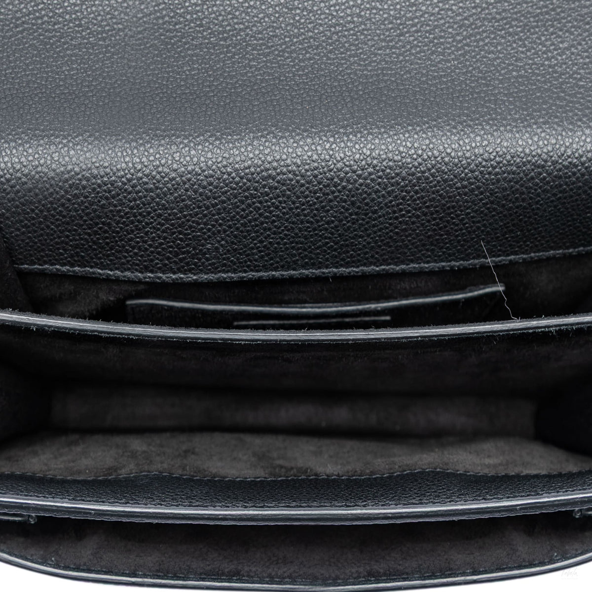 Second hand Saint Laurent Sunset Grained Calfskin Leather Flap Crossbody Black - Tabita Bags