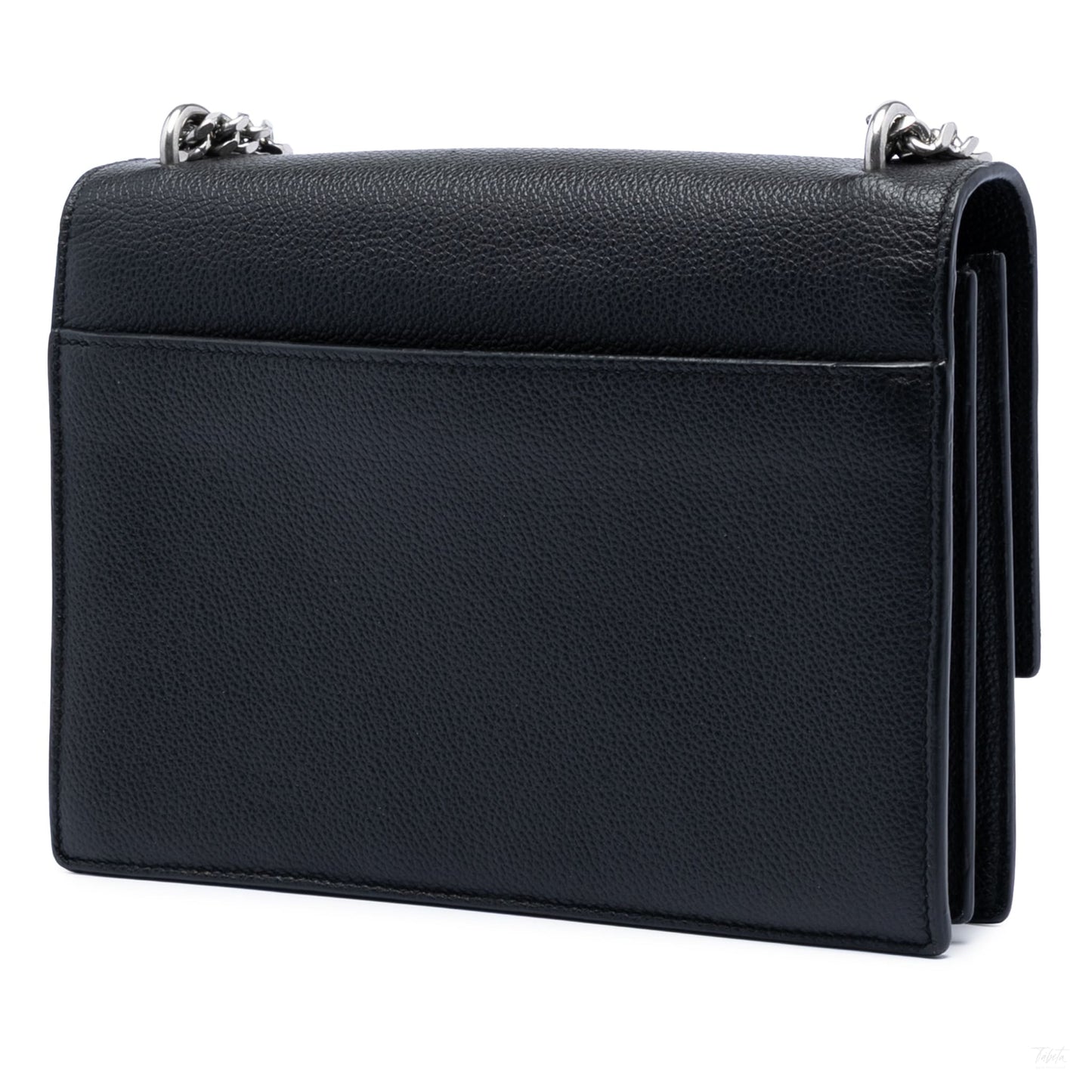 Second hand Saint Laurent Sunset Grained Calfskin Leather Flap Crossbody Black - Tabita Bags