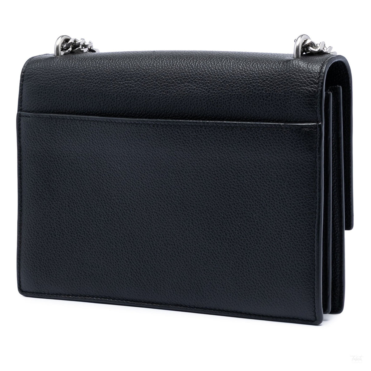 Second hand Saint Laurent Sunset Grained Calfskin Leather Flap Crossbody Black - Tabita Bags
