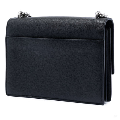 Second hand Saint Laurent Sunset Grained Calfskin Leather Flap Crossbody Black - Tabita Bags