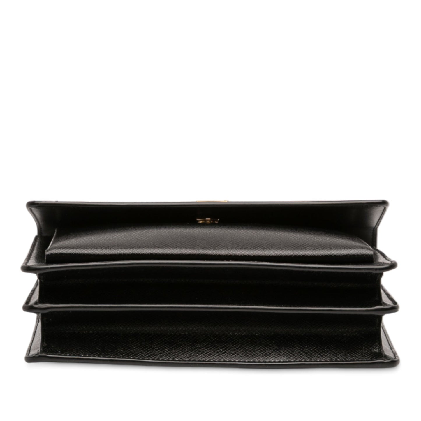 Second hand Saint Laurent Sunset Grained Calfskin Leather Flap Crossbody Black - Tabita Bags