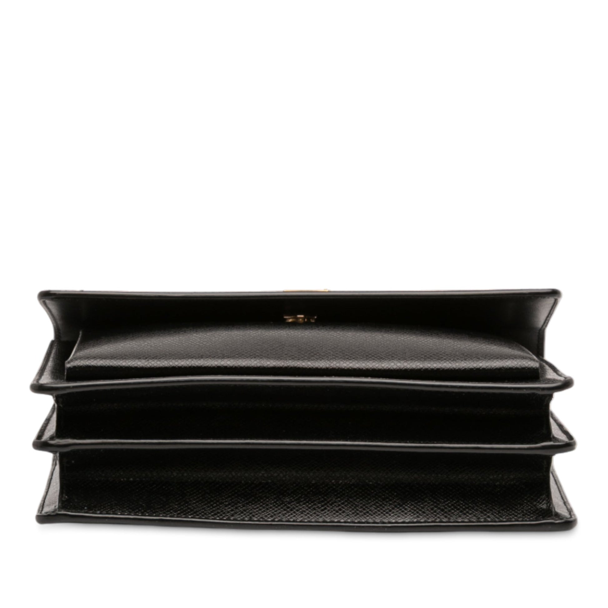 Second hand Saint Laurent Sunset Grained Calfskin Leather Flap Crossbody Black - Tabita Bags