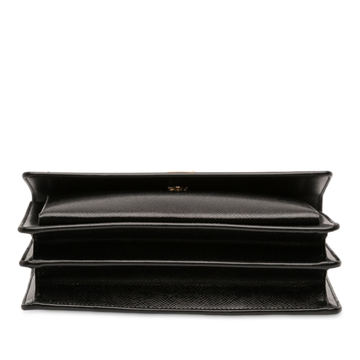 Second hand Saint Laurent Sunset Grained Calfskin Leather Flap Crossbody Black - Tabita Bags