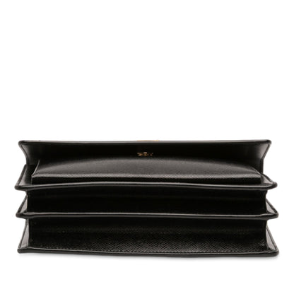 Second hand Saint Laurent Sunset Grained Calfskin Leather Flap Crossbody Black - Tabita Bags