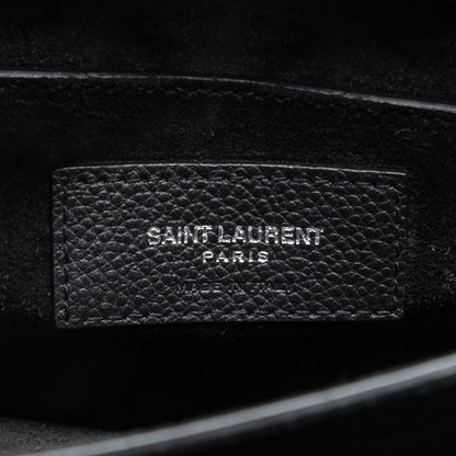 Second hand Saint Laurent Sunset Grained Calfskin Leather Flap Crossbody Black - Tabita Bags